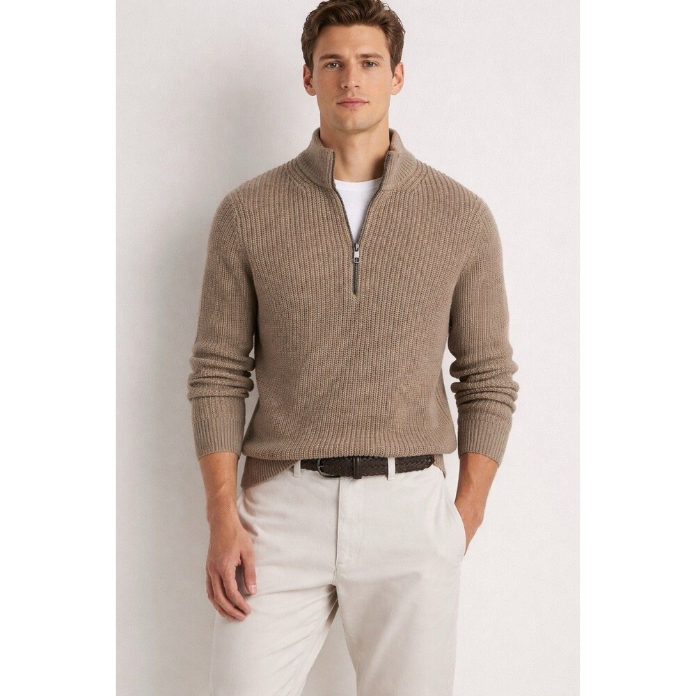 Quince‎ Men’s S Australian Ribbed Merino Wool Half Zip Sweater